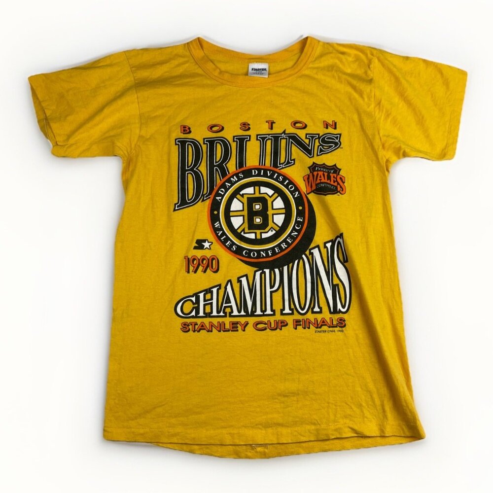 Vintage Gold Starter 1990 Boston Bruins Stanley Cup Finals Men's L Made in USA